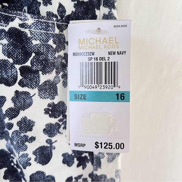 MICHAEL KORS Izzy Blue White Floral Cropped Skinny Jean Women’s Size 16, NWT! - Picture 6 of 6